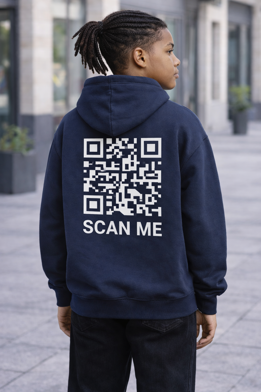 Unisex cozy fleece hoodie in Navy