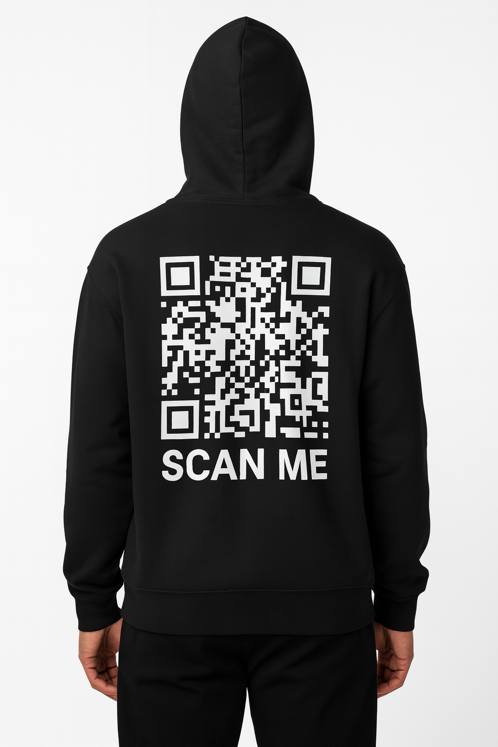 Classic Black Hoodie – White QR