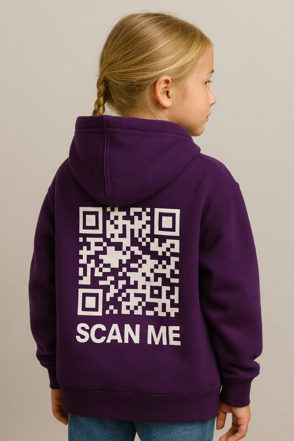 Aubergine Vibe Hoodie – White QR